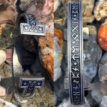 Vintage Iz Nerjavečega Jekla Viking Rune Zapestnica Za Moške Fant Biker Nordijska Odin Celtics Vozel Modni Nakit Zapestnica Amulet Darilo
