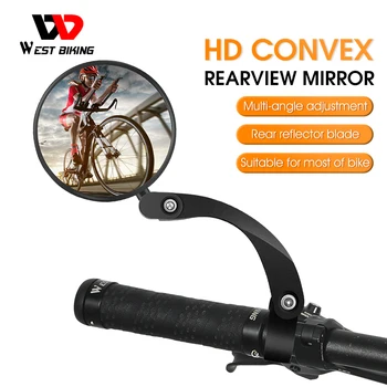 WEST KOLESARJENJE Kolesarska Rearview Mirror HD, širokokotni Konveksno Ogledalo Nastavljiv Varnostni Kolesarjenje Vzvratno Ogledalo Kolesarske Opreme