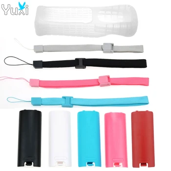 YuXi Silikonski Pokrov Primeru Kožo Rokav Lupini Zaščitni Pokrov + Baterija Zadnja Vrata Lupini Roko Trak Kit Za Wii Remote Controller 0