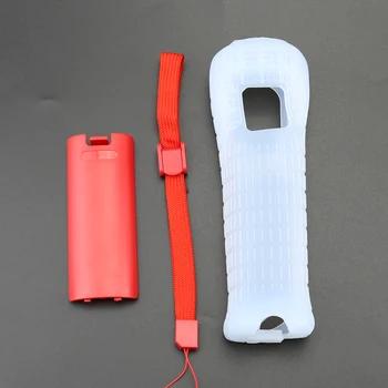 YuXi Silikonski Pokrov Primeru Kožo Rokav Lupini Zaščitni Pokrov + Baterija Zadnja Vrata Lupini Roko Trak Kit Za Wii Remote Controller 3