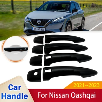 za Nissan Qashqai 3 J12 2021 2022 2023 Gloss Black Pametna Vrata Ročaj Kritje Nalepke Trim Avto Okrasite Styling Pribor Pripomoček 0