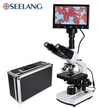 Zoom 5MP HD Digital kateri je daljnogled biološki Lab Mikroskopom led luči +7-palčni zaslon LCD + elektronske okular + USB Podatkov linija+Kovinski škatli