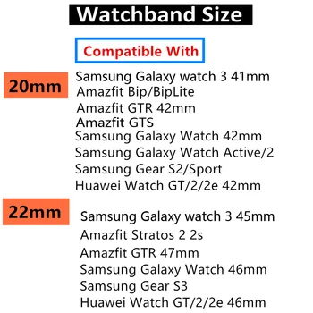 Šport silikonski trak Združljiv s Samsung watch 46mm /Aktivna 2/Huawei watch GT2/Amazfit bip za 22 mm 20 mm Dihanje trak 5